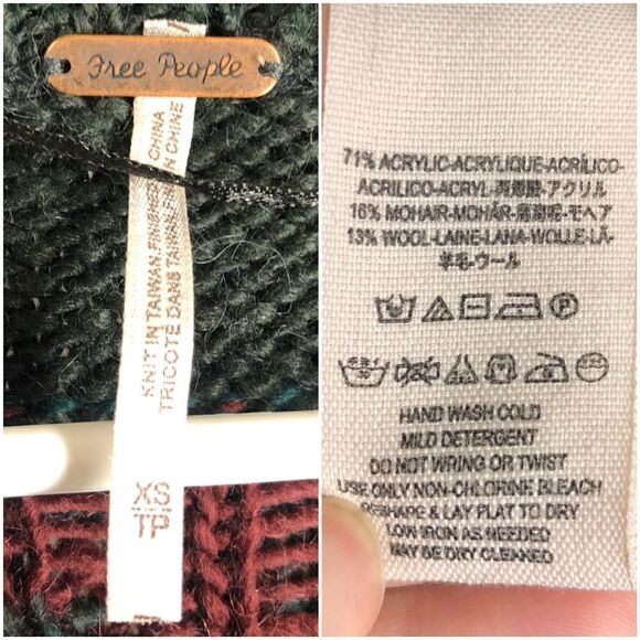 Free PEOPLE Frosted Fair Isle Mohair Wool Snap Button Midi Knit Cardigan‎ XS - Picture 10 of 11